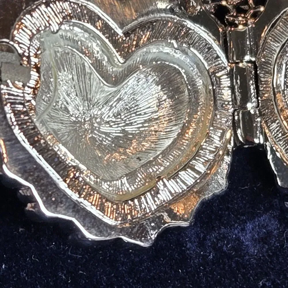 Vintage Swarovski Crystal Heart Locket Necklace Pink Clear Swan Box COA
